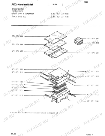 Взрыв-схема холодильника Aeg SAN2102 I - Схема узла Internal parts refrigerator