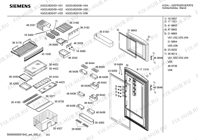 Взрыв-схема холодильника Siemens KS32U620 - Схема узла 02