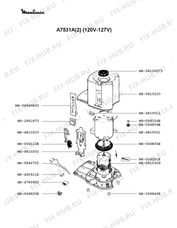 Взрыв-схема соковыжималки Moulinex A7531A(2) - Схема узла GP002125.6P2