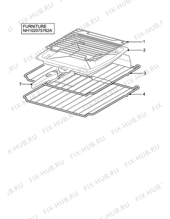 Взрыв-схема плиты (духовки) Rex Electrolux RKG662000W - Схема узла H10 Furniture