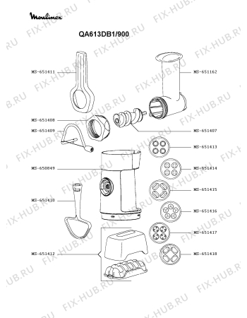 Схема №3 QA611D27/900 с изображением Мини-ручка для кухонного измельчителя Moulinex MS-650832
