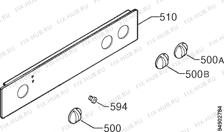 Взрыв-схема плиты (духовки) Electrolux EOB395W - Схема узла Command panel 037