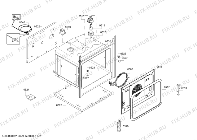 Взрыв-схема плиты (духовки) Bosch HXA060D29T - Схема узла 05