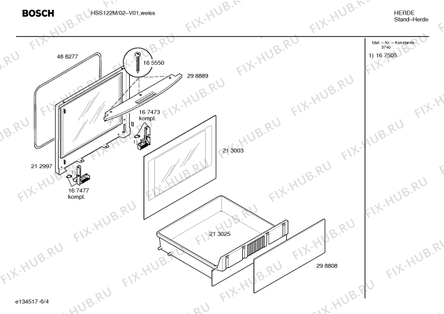 Схема №2 HSS122M с изображением Инструкция по эксплуатации для плиты (духовки) Bosch 00520097