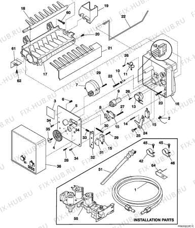 Взрыв-схема холодильника Frigidaire GPSZ28V9CS7 - Схема узла Icemaker