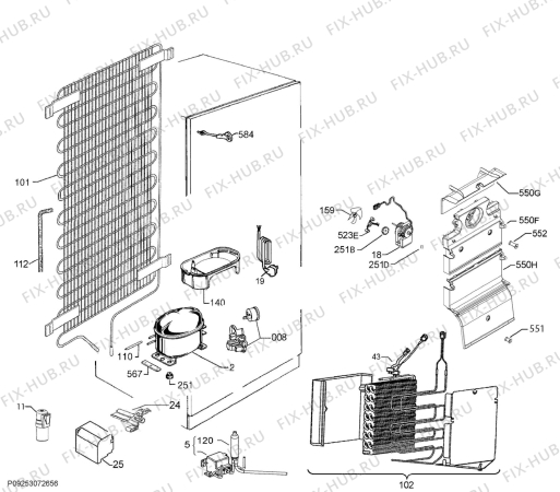Взрыв-схема холодильника Aeg SCS8181ENS - Схема узла Cooling system 017