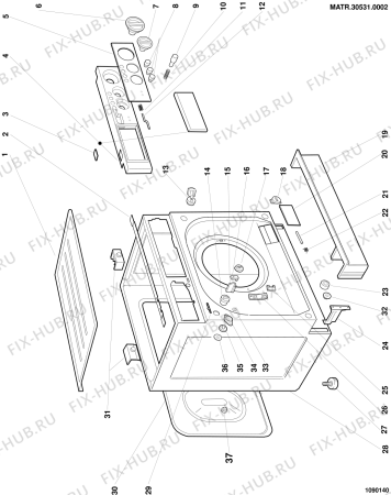 Схема №2 SLB6T (F005375) с изображением Обшивка для стиралки Indesit C00041139