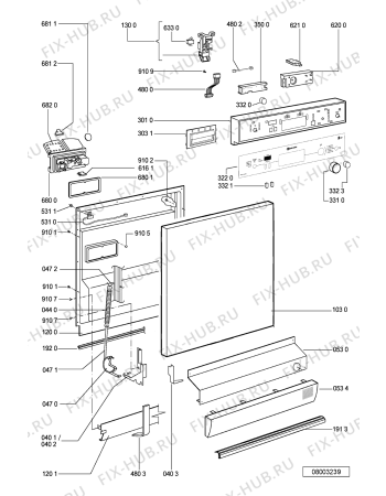 Схема №1 GSFK 1584 WS с изображением Панель для посудомоечной машины Whirlpool 481245372305