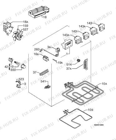 Взрыв-схема плиты (духовки) Zanussi ZOU681B - Схема узла Electrical equipment 268