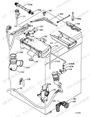 Взрыв-схема стиральной машины Electrolux EW1030W - Схема узла Water equipment