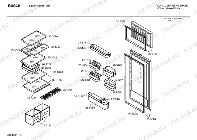 Взрыв-схема холодильника Bosch KIV24470 - Схема узла 02