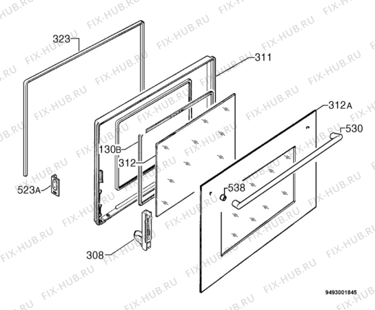 Взрыв-схема плиты (духовки) Zanussi ZBM974ALU - Схема узла Door 003