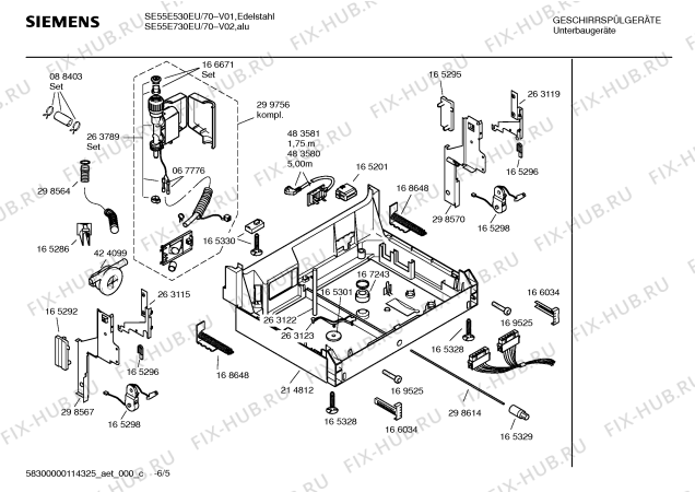 Схема №1 SE55E730EU с изображением Инструкция по эксплуатации для посудомоечной машины Siemens 00592861