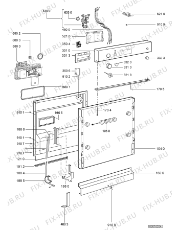 Взрыв-схема посудомоечной машины Whirlpool ADG 8530 IX - Схема узла