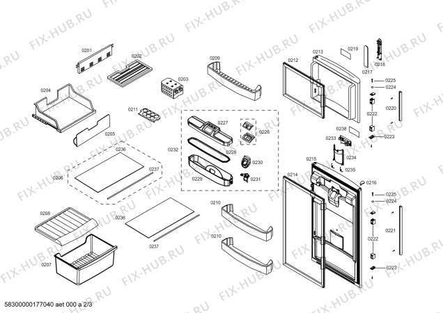 Схема №1 KDN26BL121 REF BOSCH ECO-TT261 IXL 220V/60HZ с изображением Дверь для холодильной камеры Bosch 00715968