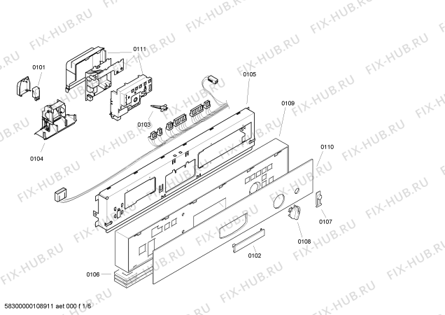 Схема №3 SGI33A04 с изображением Передняя панель для электропосудомоечной машины Bosch 00436399
