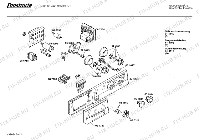 Схема №2 CW14010 CW1401 с изображением Панель управления для стиральной машины Bosch 00271274