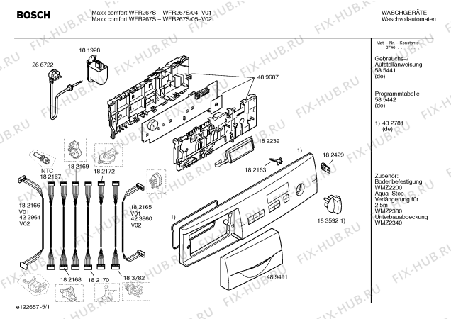 Схема №1 WFR267S Maxx comfort WFR267S с изображением Панель управления для стиралки Bosch 00432781