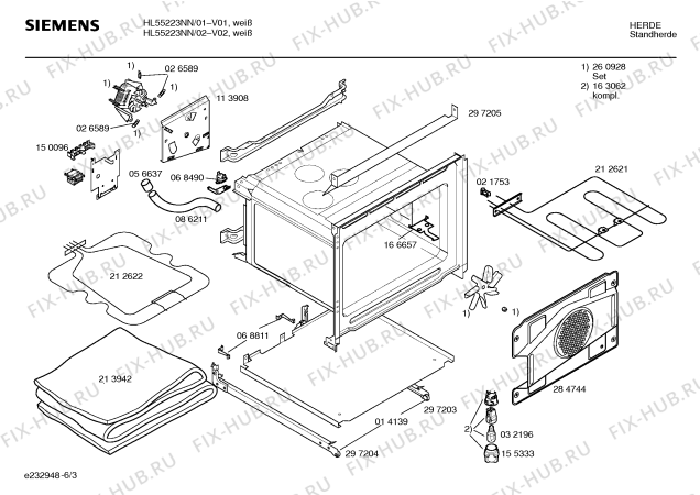 Схема №2 HL55223NN с изображением Инструкция по эксплуатации для плиты (духовки) Siemens 00523158