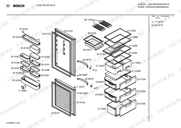 Взрыв-схема холодильника Bosch KGS36120IE - Схема узла 02
