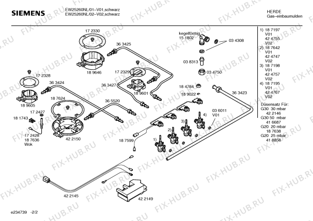 Схема №2 EW25260NL Siemens с изображением Инструкция по эксплуатации для плиты (духовки) Siemens 00587822