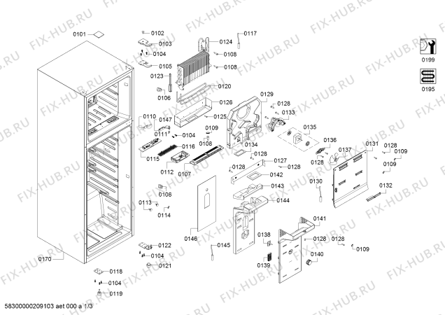 Схема №1 KD23NVL3AK с изображением Дверь для холодильной камеры Siemens 00718913