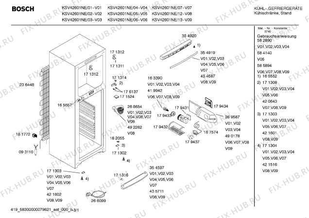 Схема №1 KSV42621FF с изображением Дверь для холодильной камеры Bosch 00239005