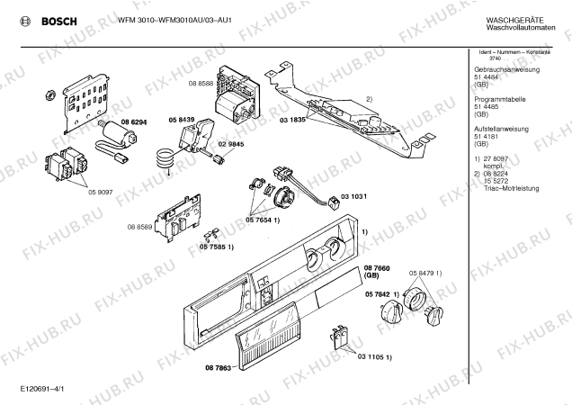 Схема №1 WFM3010AU WFM3010 с изображением Панель управления для стиральной машины Bosch 00278097