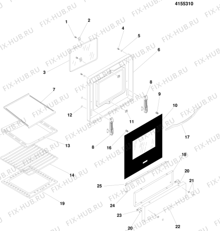 Схема №1 KG1402WGU (F018137) с изображением Панель для плиты (духовки) Indesit C00063508