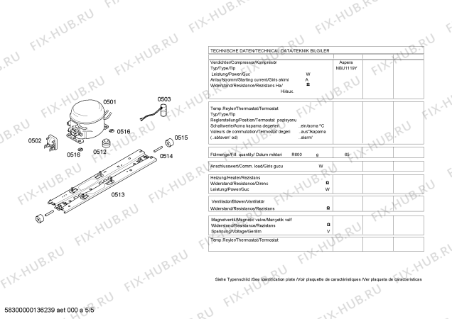 Взрыв-схема холодильника Bosch KDN49P03NE - Схема узла 05