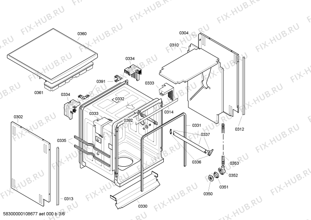 Взрыв-схема посудомоечной машины Bosch SGS57M12EU - Схема узла 03