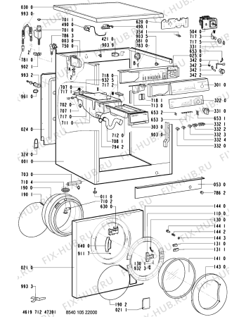 Схема №1 WA1400 XL 397 709 с изображением Обшивка для стиральной машины Whirlpool 481245219841