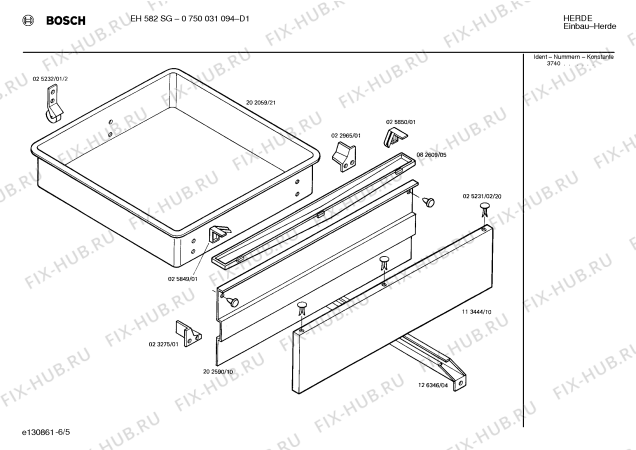 Взрыв-схема плиты (духовки) Bosch 0750031094 EH582SG - Схема узла 05