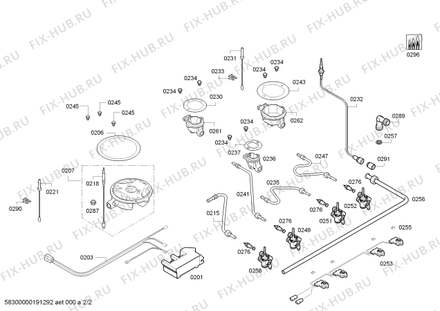 Схема №1 CG270211 GG70F 3G+1W PAF1,1 с изображением Форсунки для городского газа для плиты (духовки) Bosch 00628997
