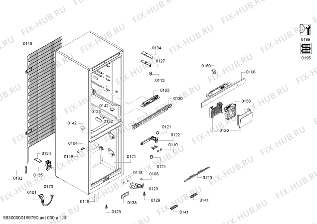 Схема №1 BD3058W3VV с изображением Модуль управления, запрограммированный для холодильной камеры Bosch 12004598
