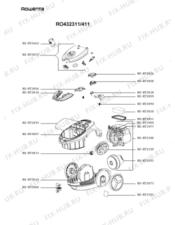 Схема №1 TW432341/410 с изображением Клавиша для электропылесоса Rowenta RS-RT3058