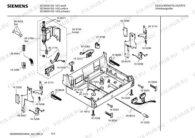 Взрыв-схема посудомоечной машины Siemens SE56291 - Схема узла 05