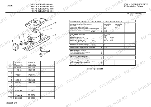 Взрыв-схема холодильника Miele KIEMIS1 KF573I - Схема узла 03