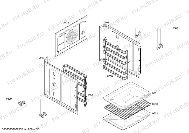 Взрыв-схема плиты (духовки) Siemens HB20GB540 H.SE.NP.L2D.IN.GLASS.S4/.X.ME///// - Схема узла 05