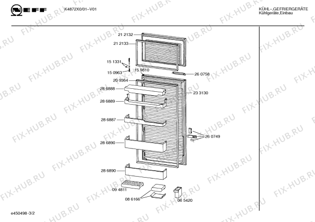 Взрыв-схема холодильника Neff K4872X0 - Схема узла 02