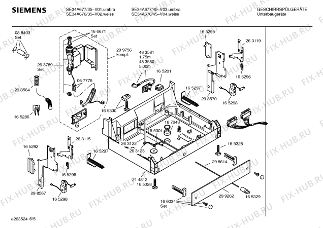 Взрыв-схема посудомоечной машины Siemens SE34A677 Extraklasse - Схема узла 05