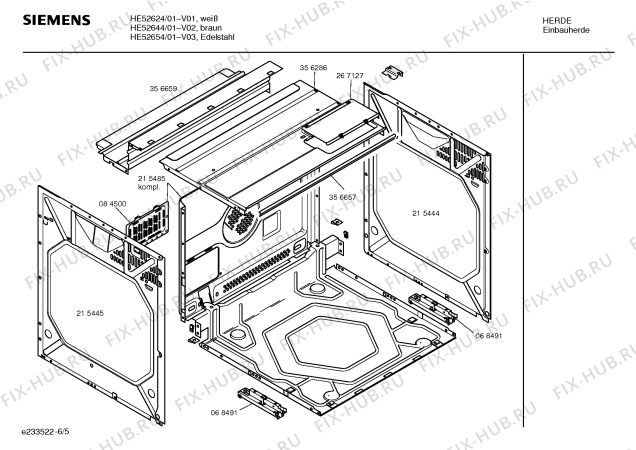 Взрыв-схема плиты (духовки) Siemens HE52624 - Схема узла 05