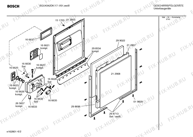 Взрыв-схема посудомоечной машины Bosch SGU4342DK - Схема узла 02