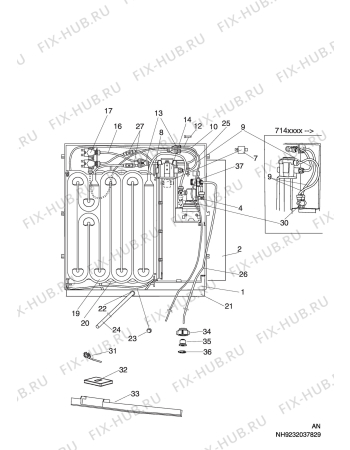 Взрыв-схема холодильника Arthurmartinelux ARES31800W - Схема узла Water system
