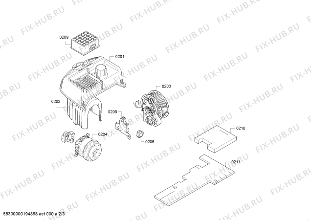 Схема №2 VSZ4GK135 Z4.0 highPower Motor pureAir с изображением Крышка для пылесоса Siemens 11016312