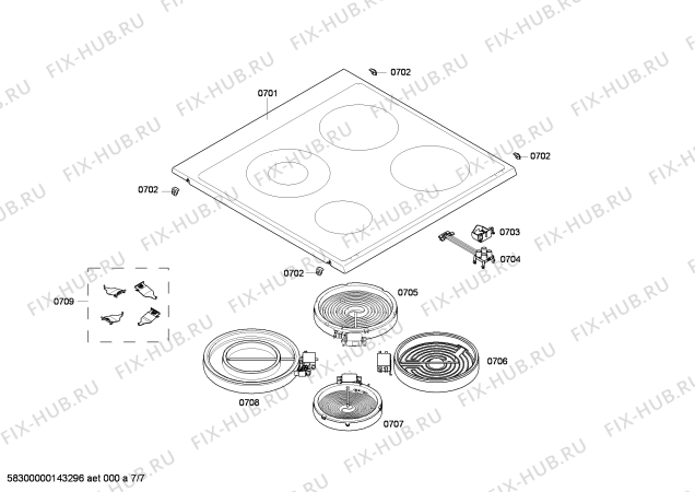 Схема №2 HLN653461F с изображением Стеклокерамика для плиты (духовки) Bosch 00684165