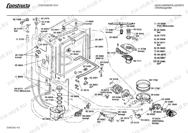 Взрыв-схема посудомоечной машины Constructa CG310J5 - Схема узла 02