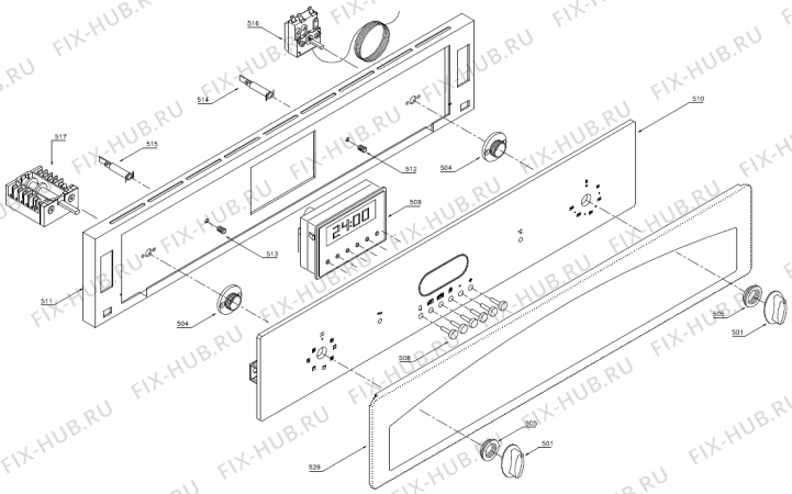 Взрыв-схема плиты (духовки) Gorenje B59MR2   -RF, VARMLUFT (900000802, B59) - Схема узла 04