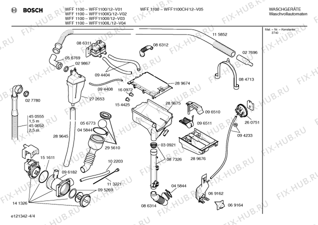 Схема №3 WFF1200 с изображением Инструкция по установке/монтажу для стиральной машины Bosch 00518070