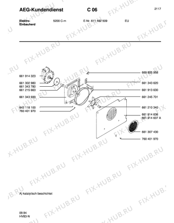 Взрыв-схема плиты (духовки) Aeg 5200C-M - Схема узла Section4